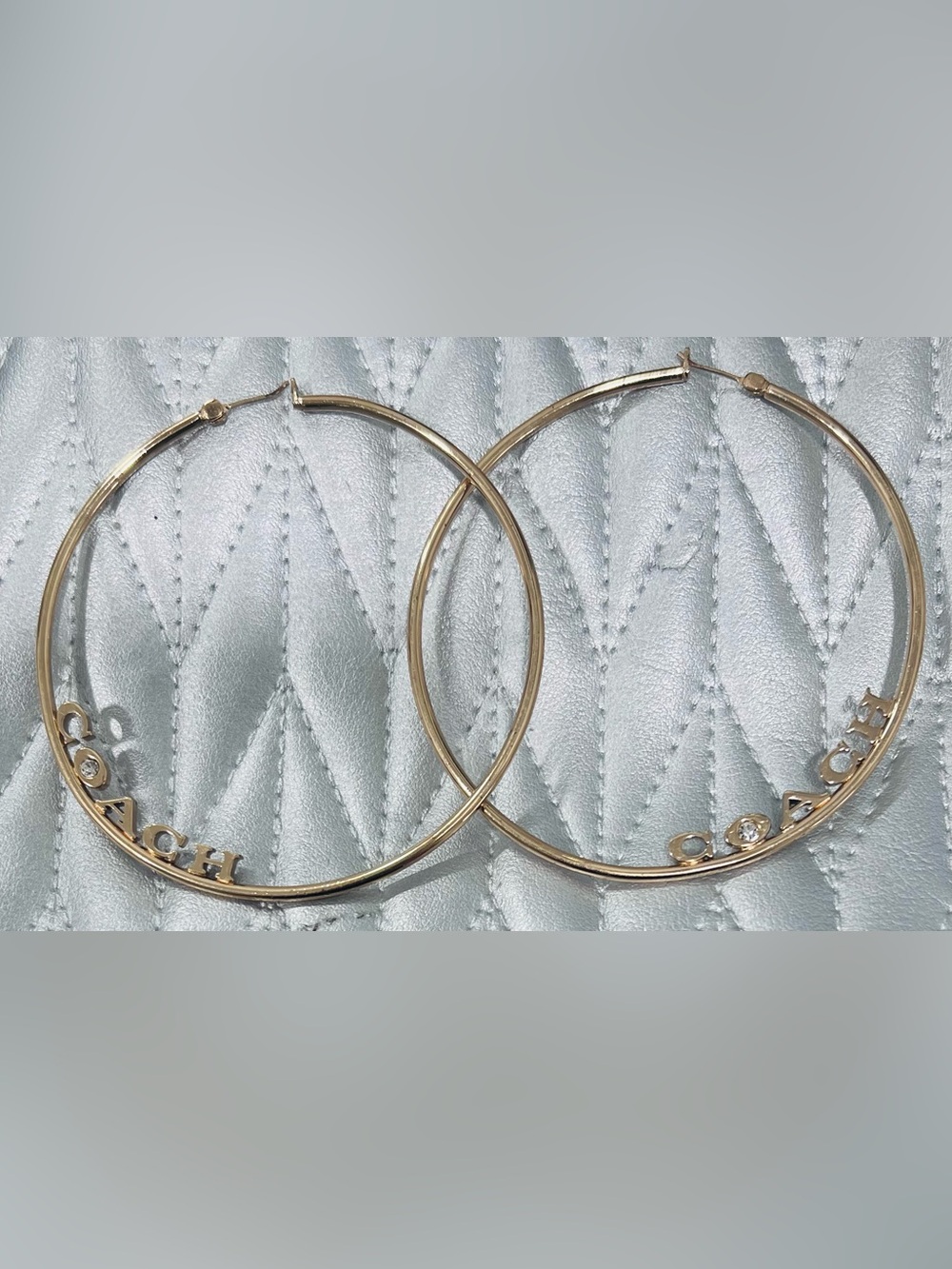 Coach Gold-Tone Hoop Earring with Logo Charm
